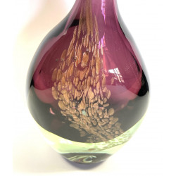 Large Blown Glass Bottle With Gold Sequins By Jean-claude Novaro 44cm