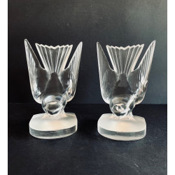 Pair of “Swallow” bookends Lalique France