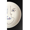 Porcelain Plate “face And Fish” By Jean Cocteau