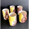 Series of 5 earthenware mugs by Mado Jolain