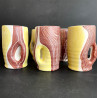 Series of 5 earthenware mugs by Mado Jolain