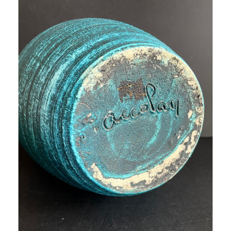 Vase bleu Accolay série "Gauloise"