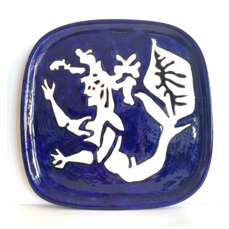 Plat en céramique dessin de Jean Lurçat poterie de Sant Vicens