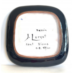Plat en céramique dessin de Jean Lurçat poterie de Sant Vicens
