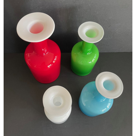 Holmegaard Otto Brauer & Per Lutken collection de 4 vases bouteilles en verre