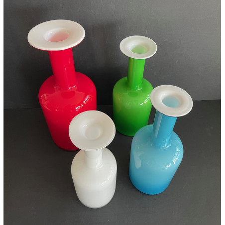 Holmegaard Otto Brauer & Per Lutken collection de 4 vases bouteilles en verre