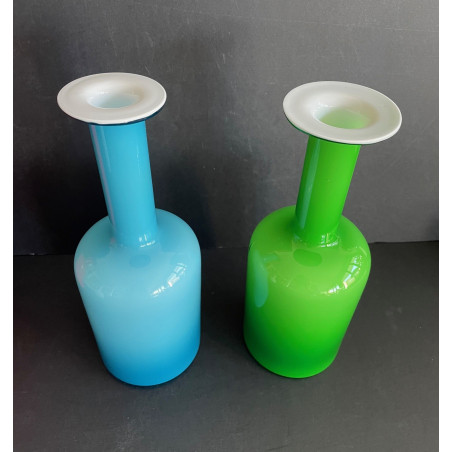Holmegaard Otto Brauer & Per Lutken collection de 4 vases bouteilles en verre