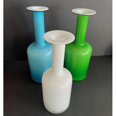 Holmegaard Otto Brauer & Per Lutken collection de 4 vases bouteilles en verre