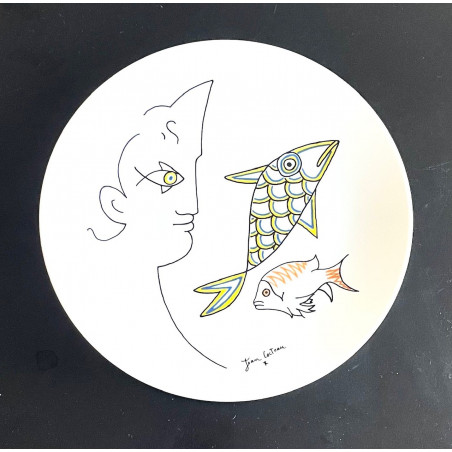 Assiette en porcelaine dessin de Jean Cocteau