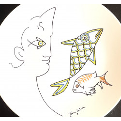 Assiette en porcelaine dessin de Jean Cocteau