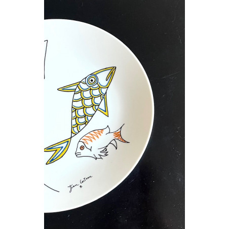 Assiette en porcelaine dessin de Jean Cocteau