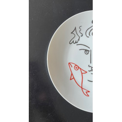 Assiette en porcelaine dessin de Jean Cocteau