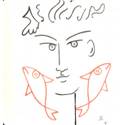 Assiette en porcelaine dessin de Jean Cocteau