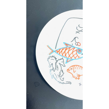 Assiette en porcelaine dessin de Jean Cocteau