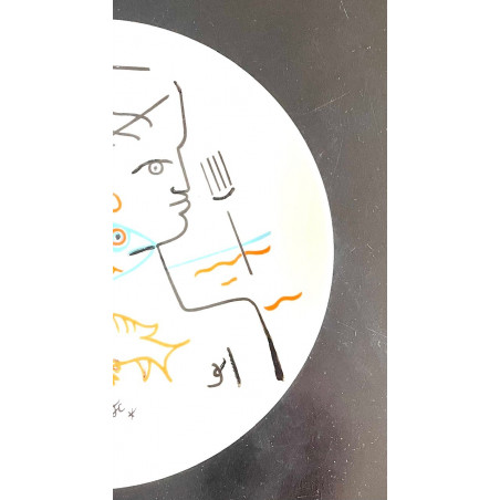 Assiette en porcelaine dessin de Jean Cocteau