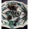 Grand plat en barbotine Art Nouveau dans le goût de  Bernard Palissy