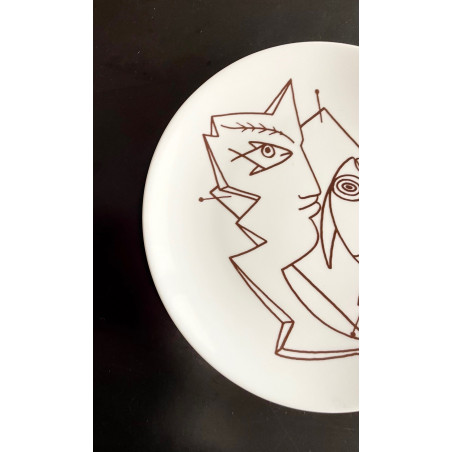 Assiette en porcelaine de Limoges dessin de Jean Cocteau