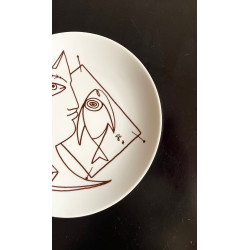 Assiette en porcelaine de Limoges dessin de Jean Cocteau