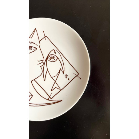 Assiette en porcelaine de Limoges dessin de Jean Cocteau