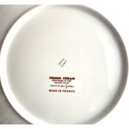 Assiette en porcelaine de Limoges dessin de Jean Cocteau