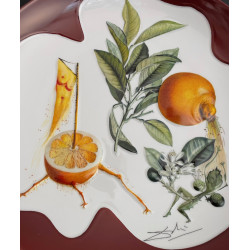 Large Limoges Porcelain Dish "erotic Grapefruit" By Salvador Dali