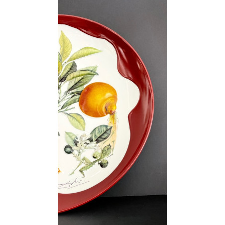 Large Limoges Porcelain Dish "erotic Grapefruit" By Salvador Dali