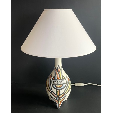 Earthenware table lamp by Roger Capron Vallauris, 1950s