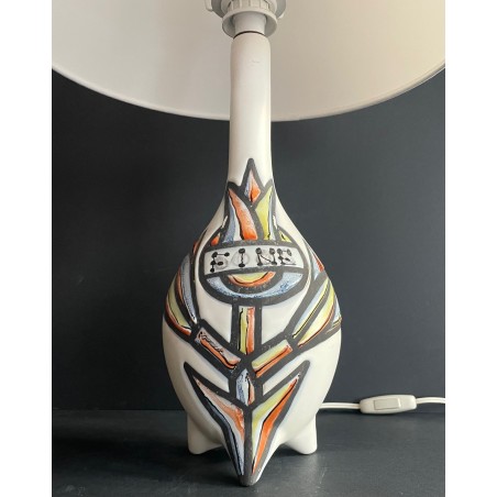 Earthenware table lamp by Roger Capron Vallauris, 1950s