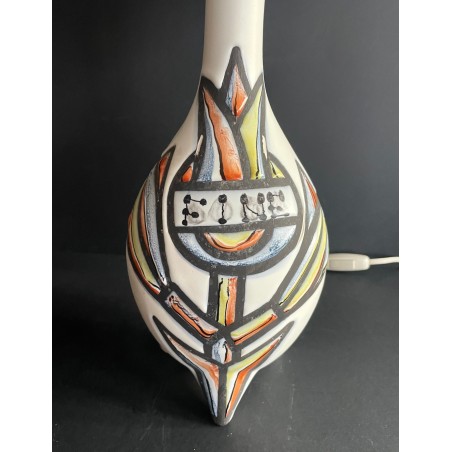 Earthenware table lamp by Roger Capron Vallauris, 1950s
