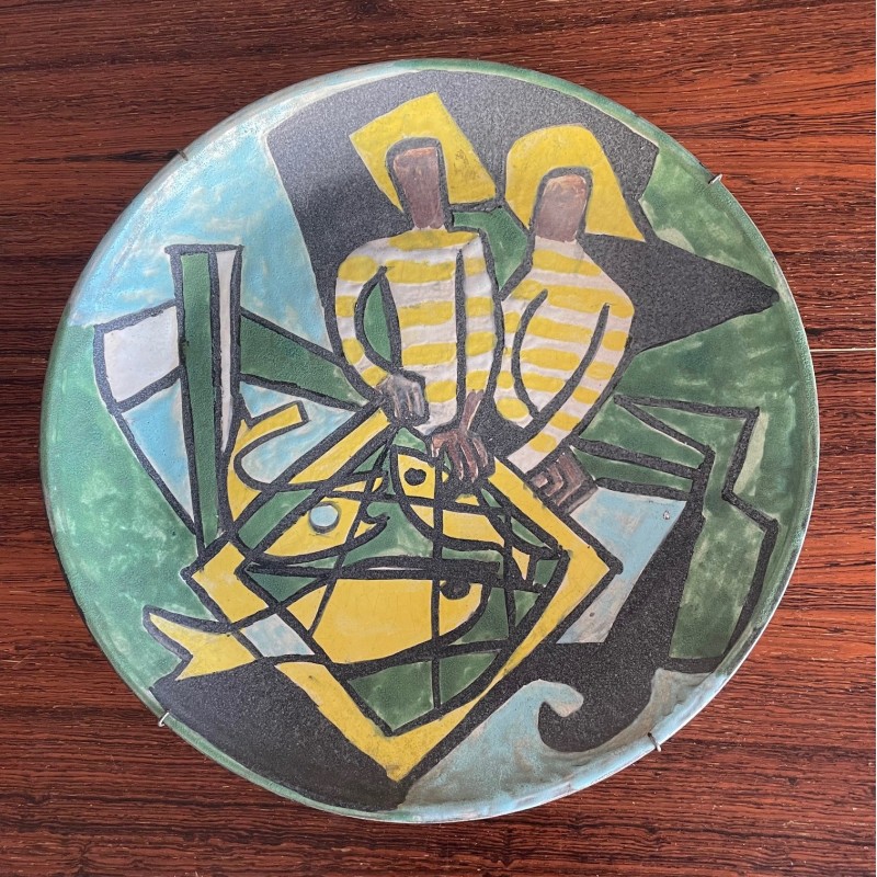 "Back from fishing" large dish by Les Argonautes Vallauris