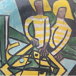 "Back from fishing" large dish by Les Argonautes Vallauris