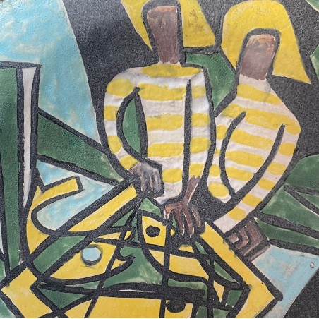 "Back from fishing" large dish by Les Argonautes Vallauris