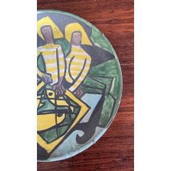 "Back from fishing" large dish by Les Argonautes Vallauris