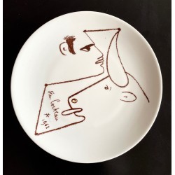 Assiette en porcelaine de Limoges dessin de Jean Cocteau