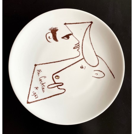 Assiette en porcelaine de Limoges dessin de Jean Cocteau