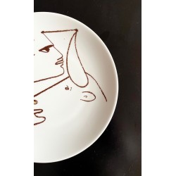 Assiette en porcelaine de Limoges dessin de Jean Cocteau