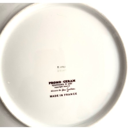 Assiette en porcelaine de Limoges dessin de Jean Cocteau