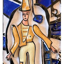 Le Mime Bleu, bas-relief en céramique par Roland Brice 1959