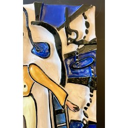 Le Mime Bleu, bas-relief en céramique par Roland Brice 1959