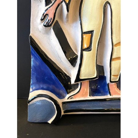 Le Mime Bleu, bas-relief en céramique par Roland Brice 1959
