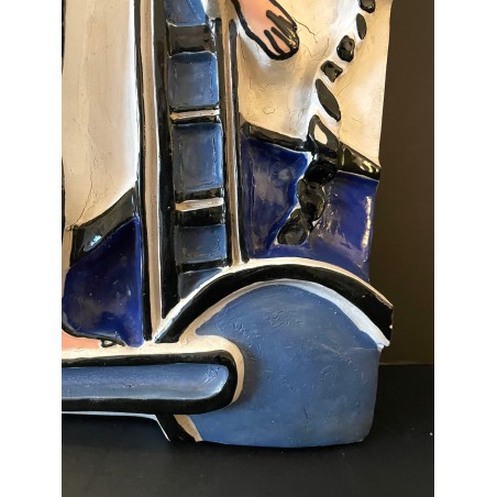 Le Mime Bleu, bas-relief en céramique par Roland Brice 1959