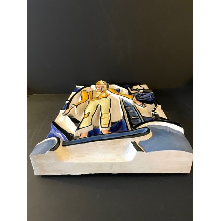 Le Mime Bleu, bas-relief en céramique par Roland Brice 1959