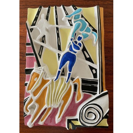 "Les Acrobates" bas-relief en céramique par Roland Brice 1959