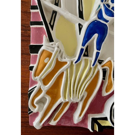 "Les Acrobates" bas-relief en céramique par Roland Brice 1959