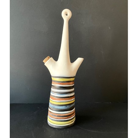 Bouteille en faïence "marc" par Roger Capron à Vallauris