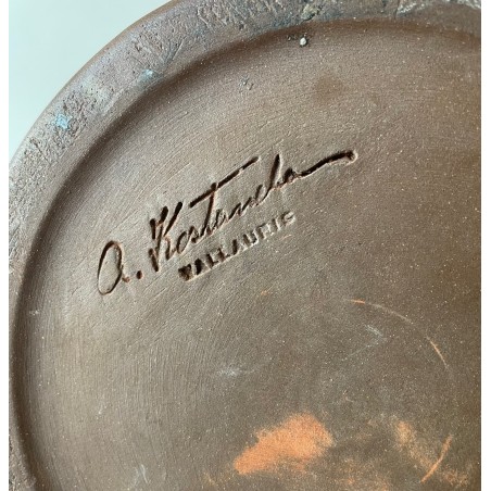 Grand vase rouleau en grès par Alexandre Kostanda Vallauris