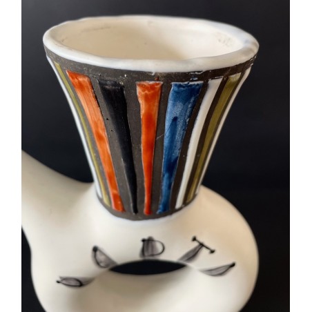 Bouteille "Porto" en faïence par Roger Capron à Vallauris