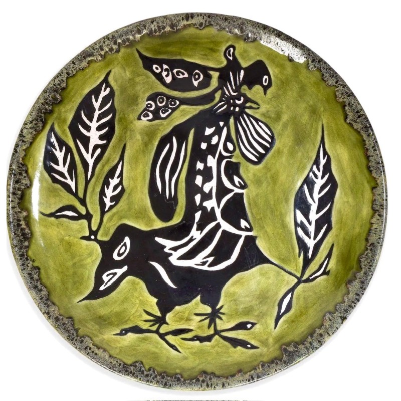 Grand plat en céramique dessin de Jean Lurçat Sant Vicens