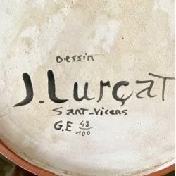 Grand plat en céramique dessin de Jean Lurçat Sant Vicens