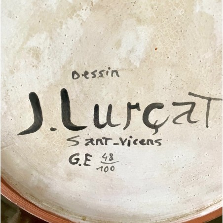 Grand plat en céramique dessin de Jean Lurçat Sant Vicens